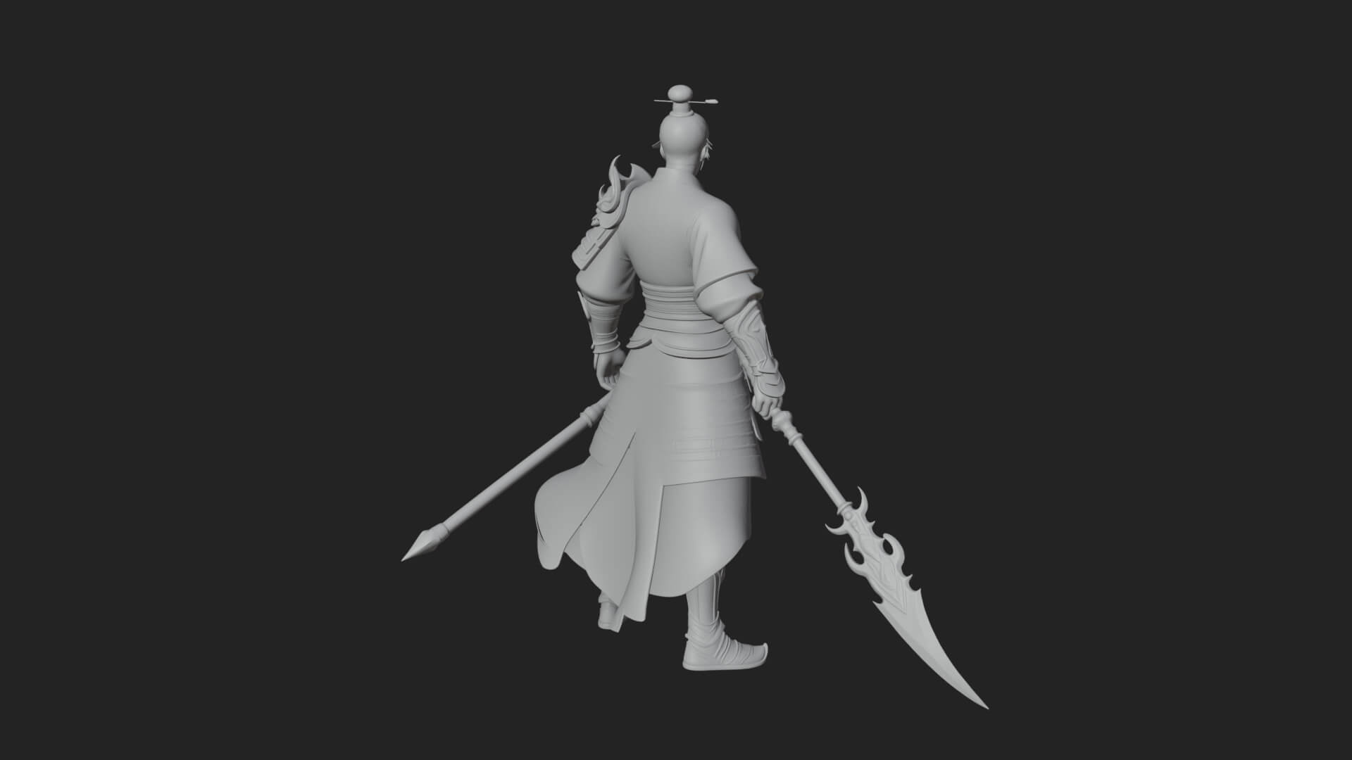 Oriental Robed Swordsman Statue Design 2 3D Print Model 3D Model