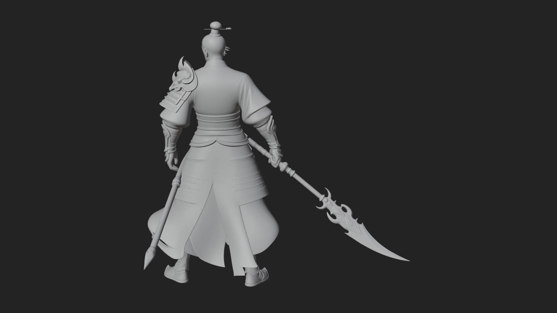 Oriental Robed Swordsman Statue Design 2 3D Print Model 3D Model