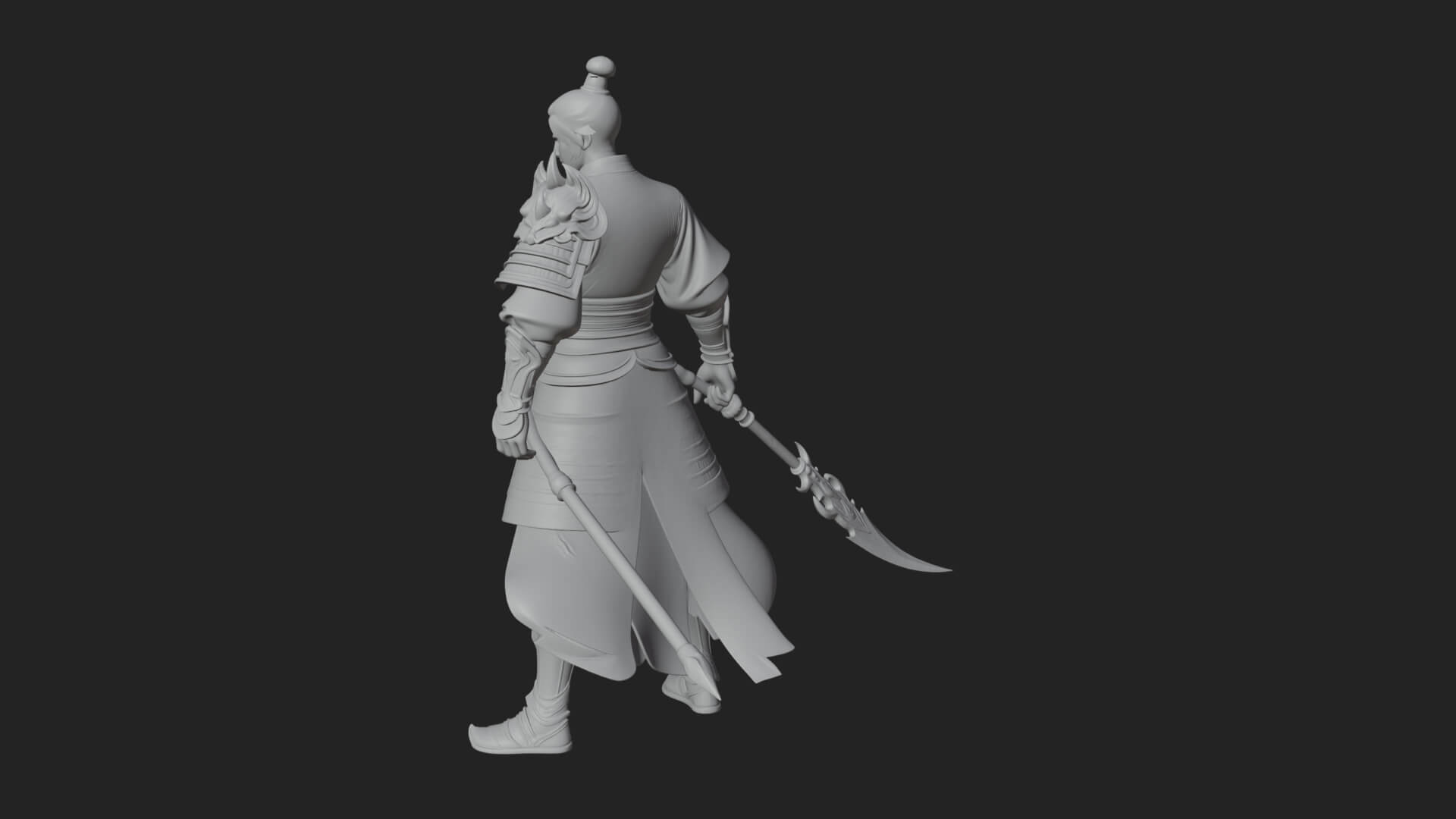 Oriental Robed Swordsman Statue Design 2 3D Print Model 3D Model