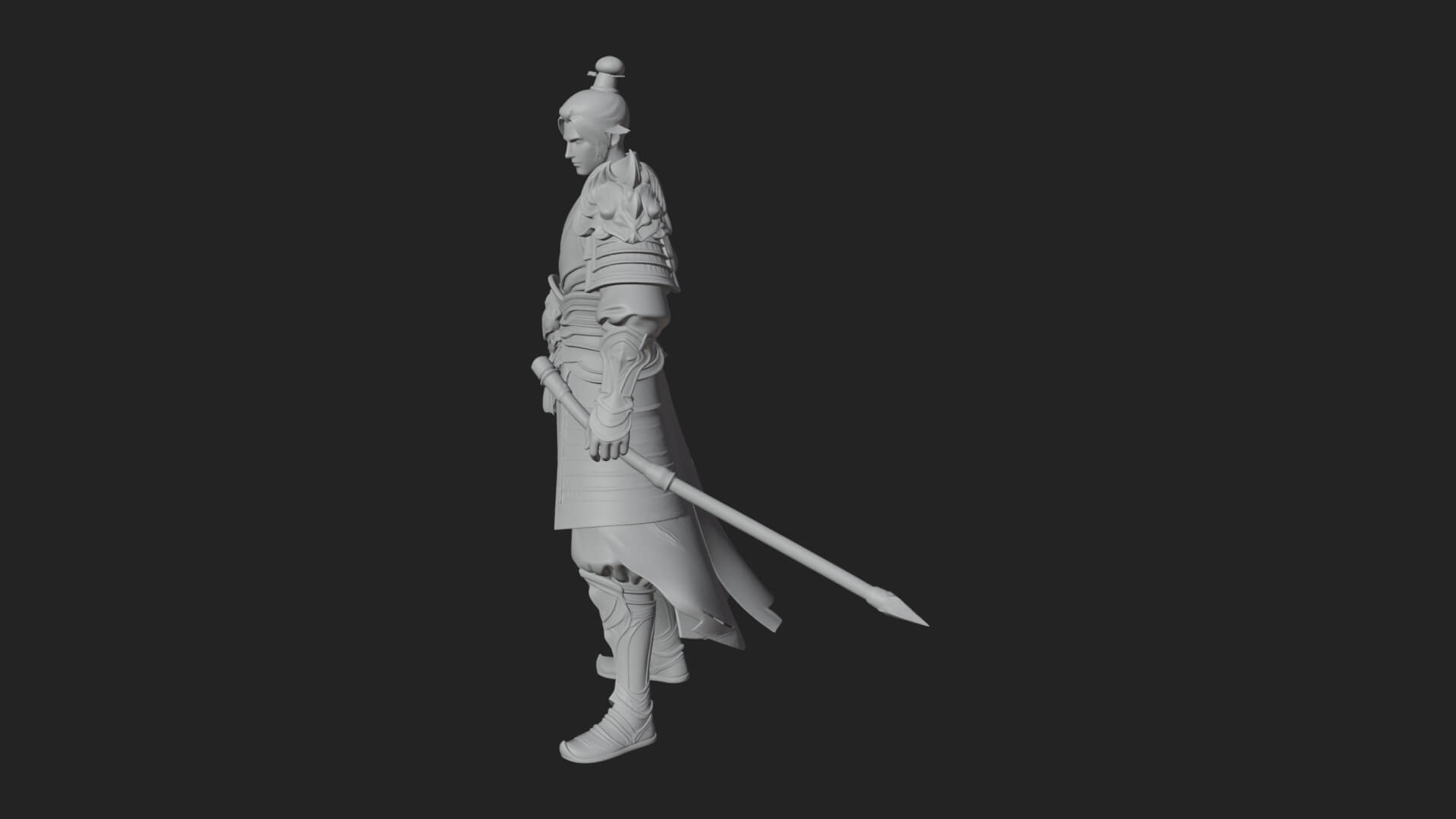 Oriental Robed Swordsman Statue Design 2 3D Print Model 3D Model
