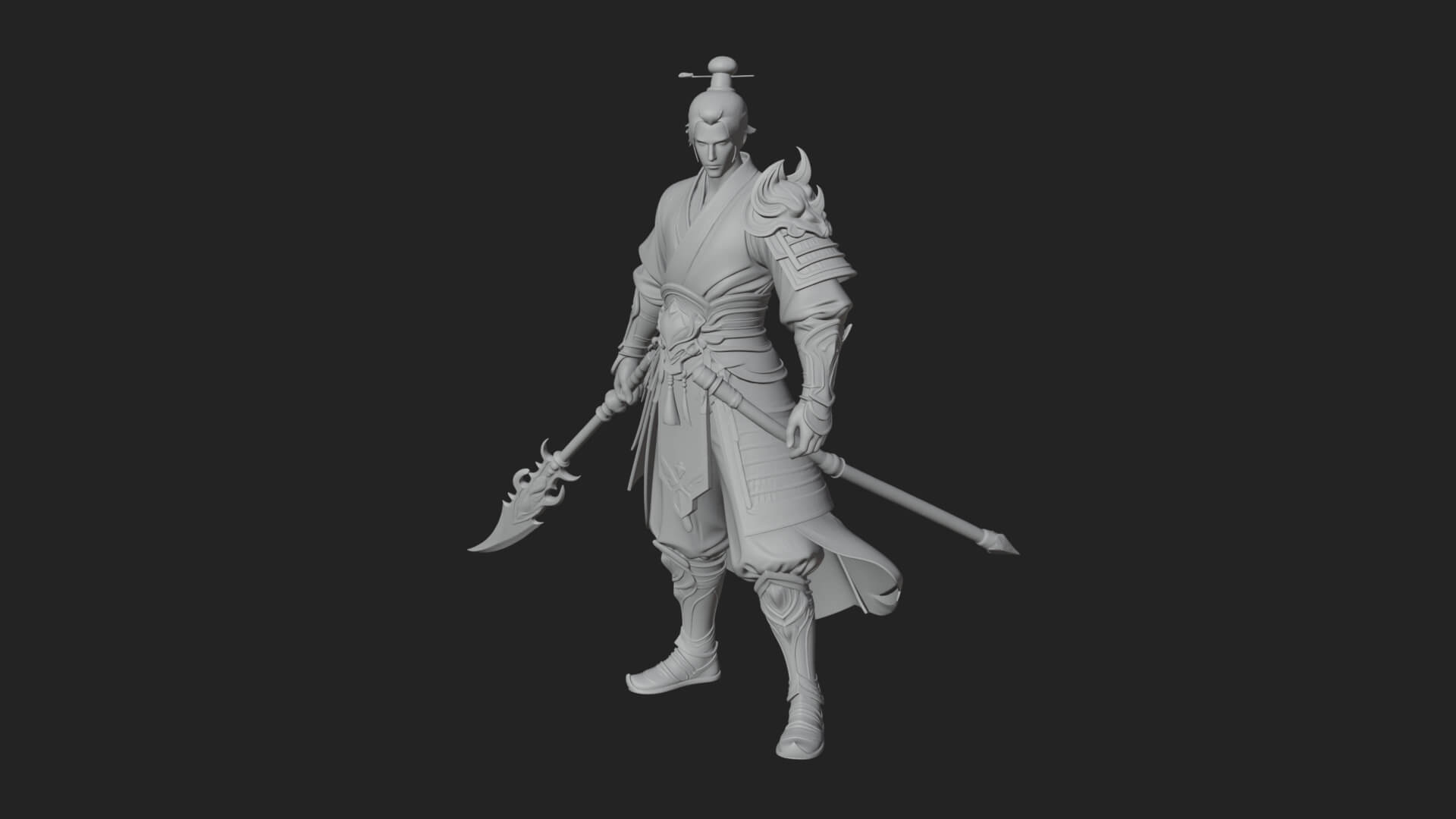 Oriental Robed Swordsman Statue Design 2 3D Print Model 3D Model