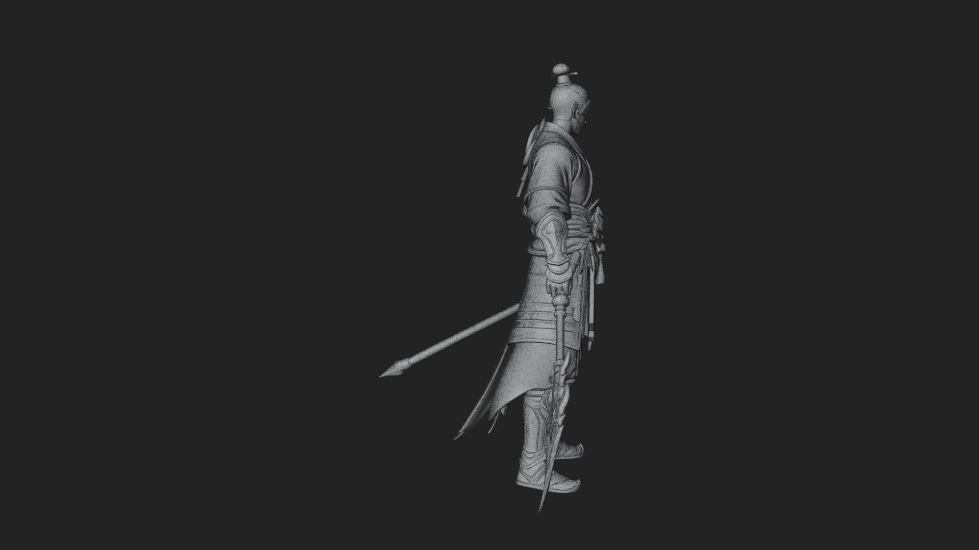 Oriental Robed Swordsman Statue Design 2 3D Print Model 3D Model