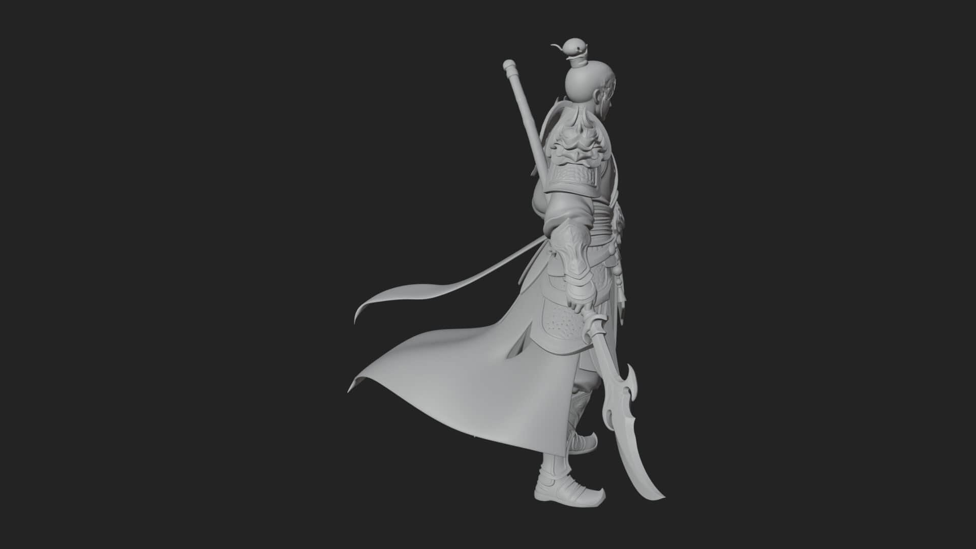 Oriental Robed Swordsman Statue Design 3 3D Print Model 3D Model