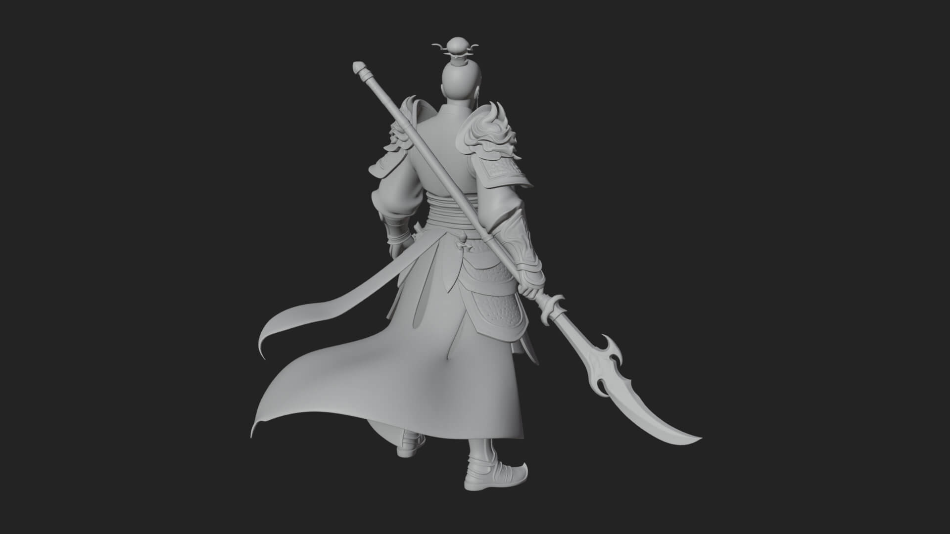 Oriental Robed Swordsman Statue Design 3 3D Print Model 3D Model