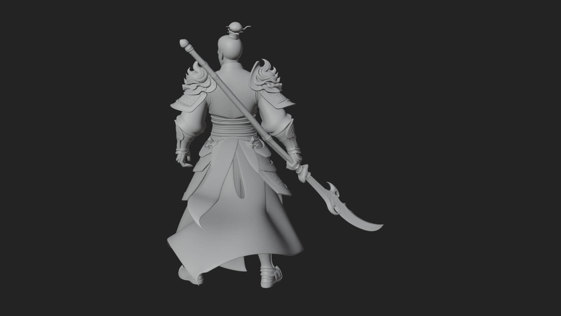 Oriental Robed Swordsman Statue Design 3 3D Print Model 3D Model