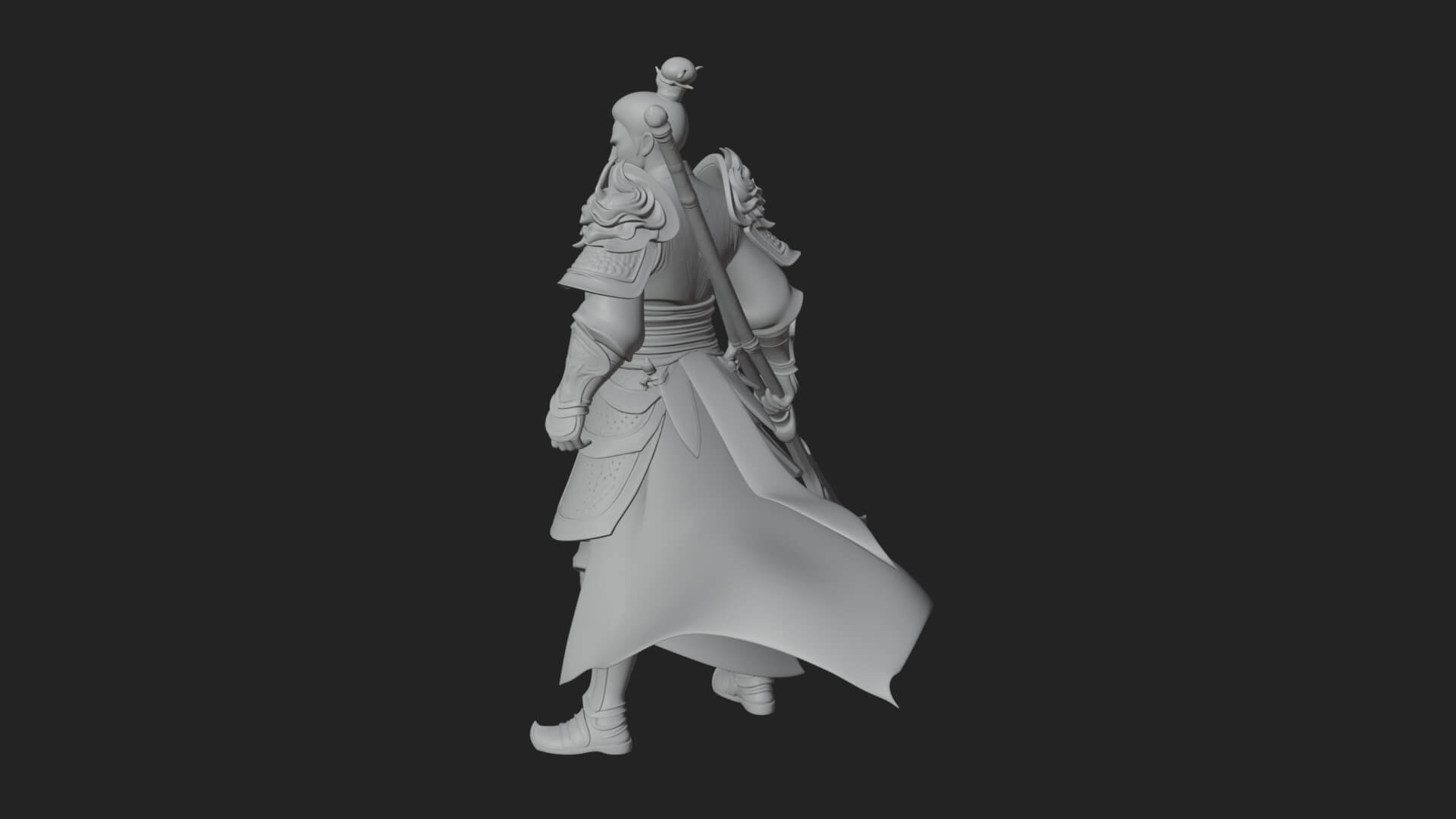 Oriental Robed Swordsman Statue Design 3 3D Print Model 3D Model