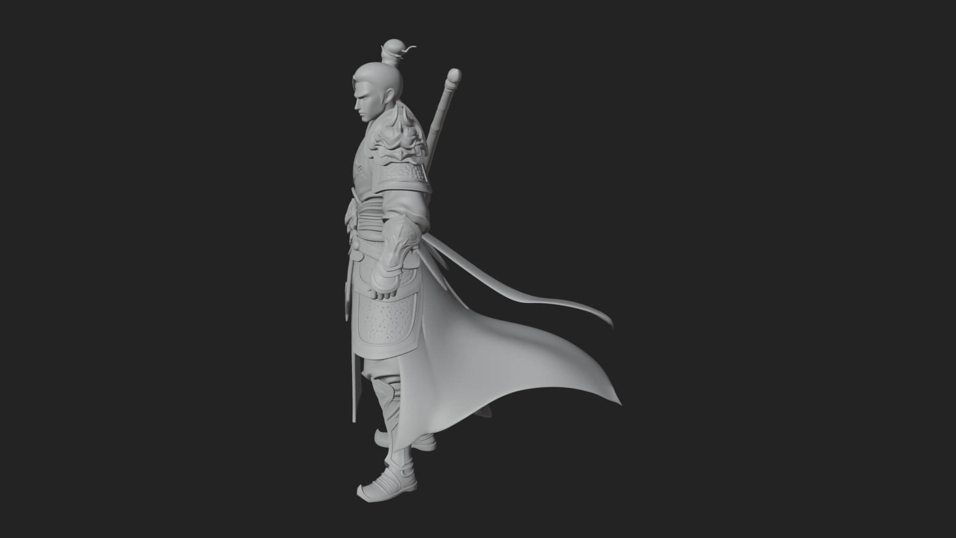 Oriental Robed Swordsman Statue Design 3 3D Print Model 3D Model