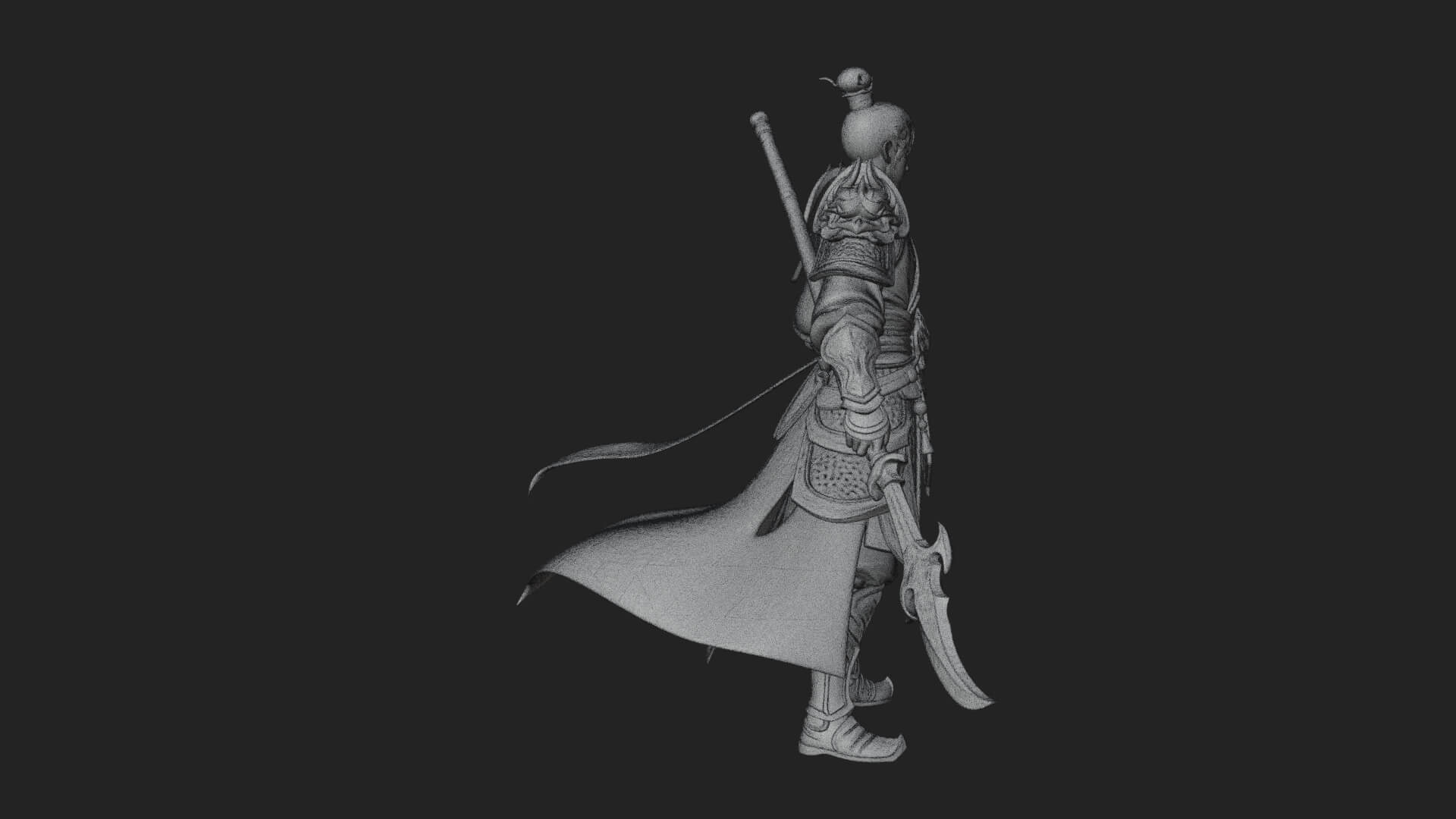 Oriental Robed Swordsman Statue Design 3 3D Print Model 3D Model