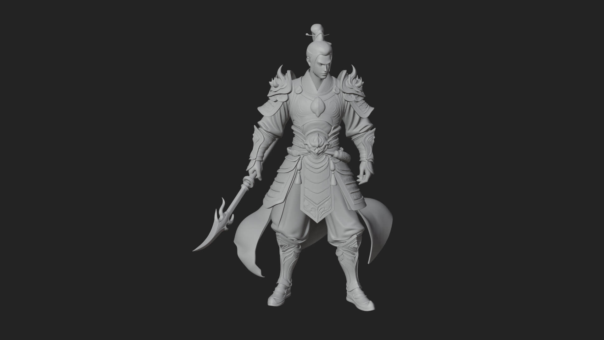 Oriental Robed Swordsman Statue Design 4 3D Print Model 3D Model