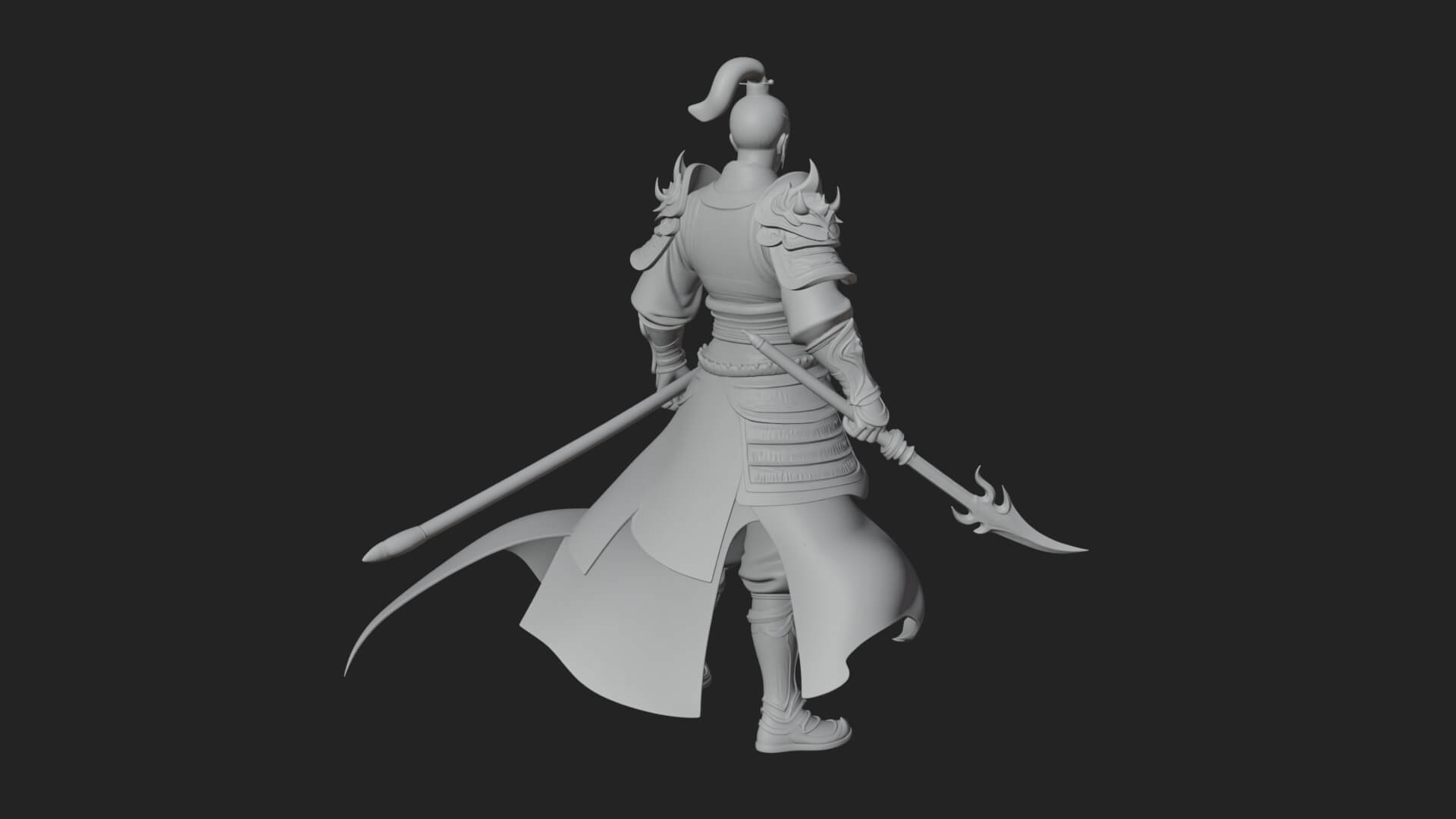 Oriental Robed Swordsman Statue Design 4 3D Print Model 3D Model