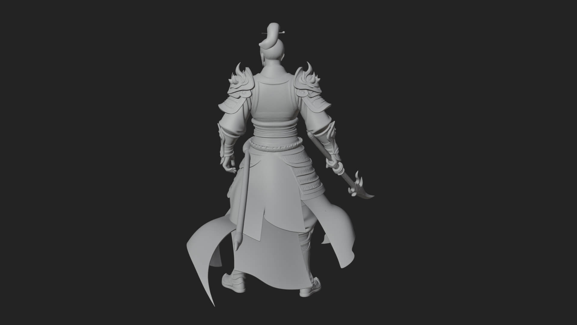 Oriental Robed Swordsman Statue Design 4 3D Print Model 3D Model
