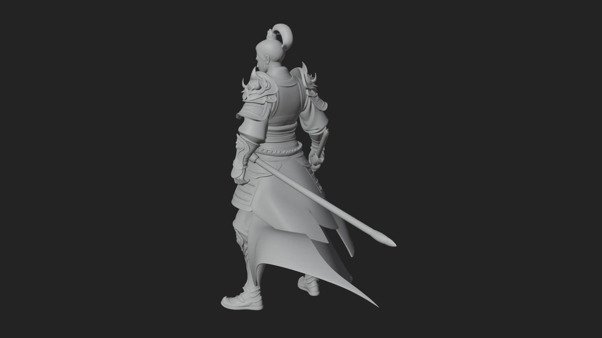 Oriental Robed Swordsman Statue Design 4 3D Print Model 3D Model