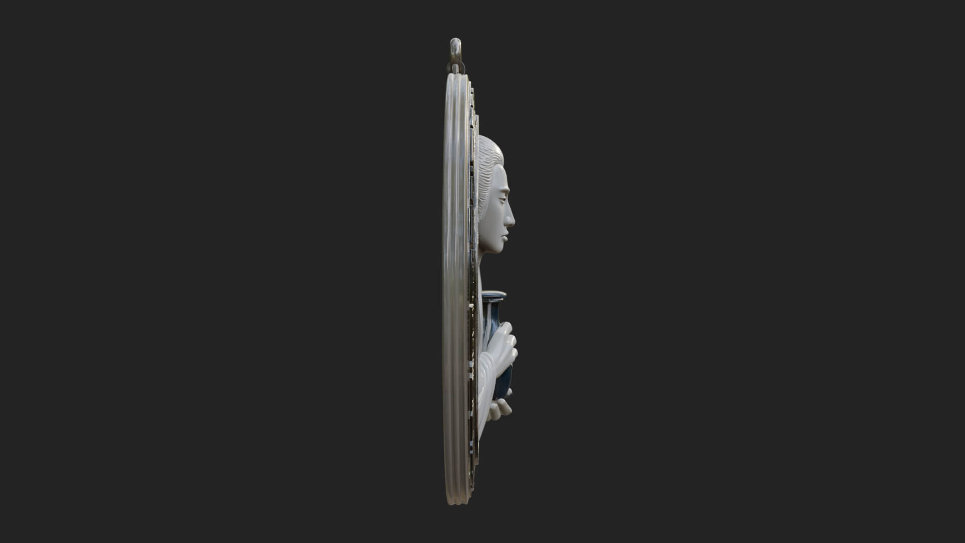 Oriental Scholar Oval Plaque Design 2 3D Print Model 3D Model