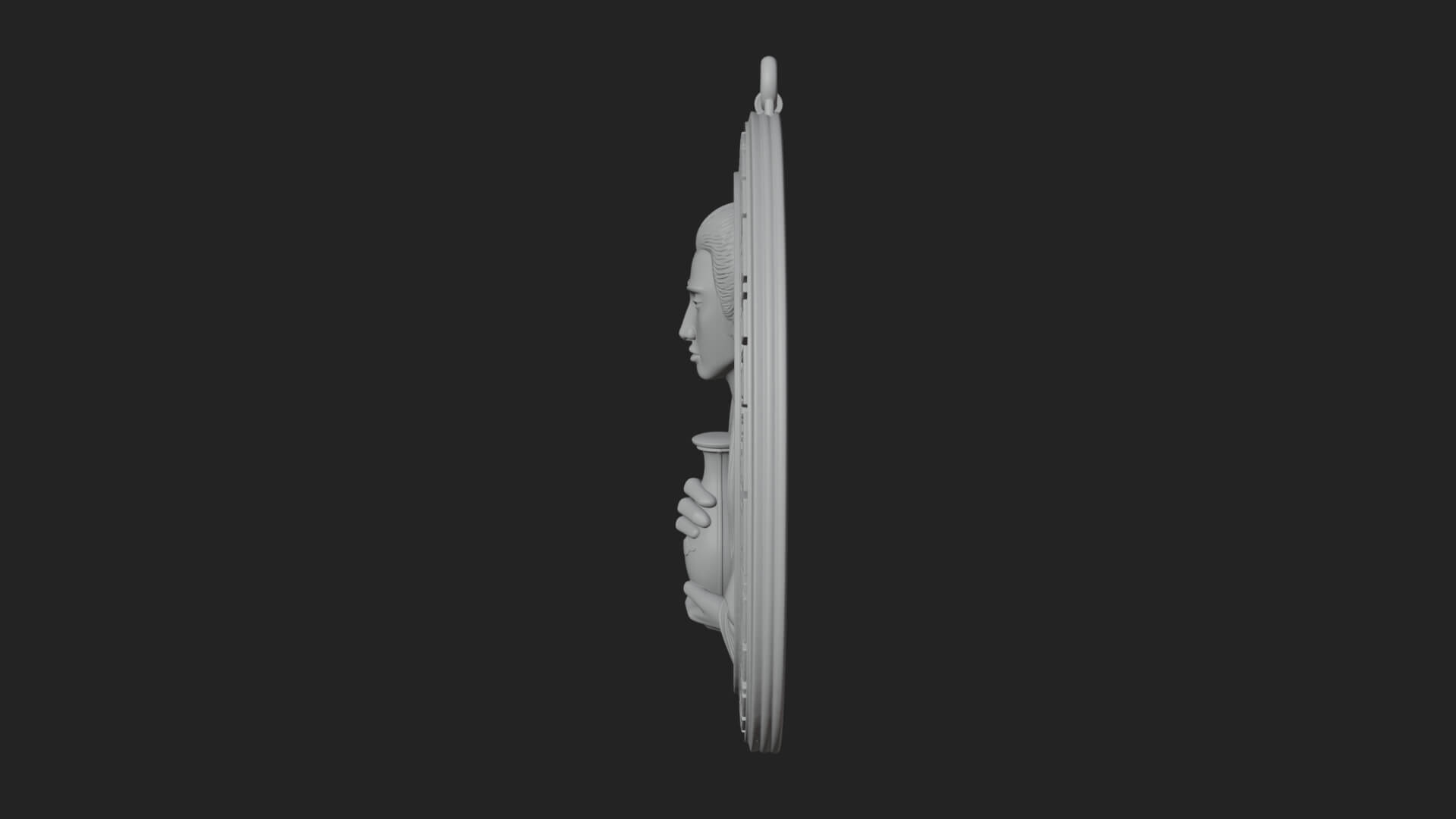 Oriental Scholar Oval Plaque Design 2 3D Print Model 3D Model
