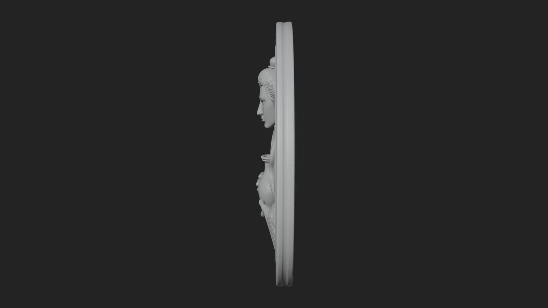 Oriental Scholar Oval Plaque Design 3 3D Print Model 3D Model