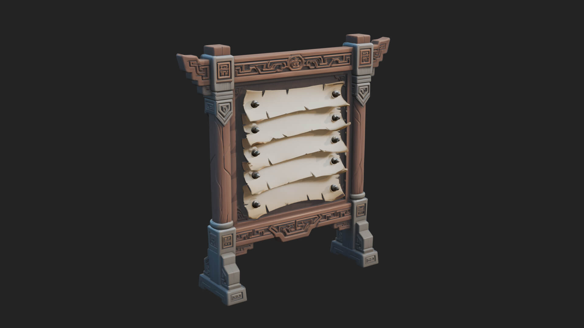 Oriental Scroll Board Model Design 1 3D Print Model 3D Model