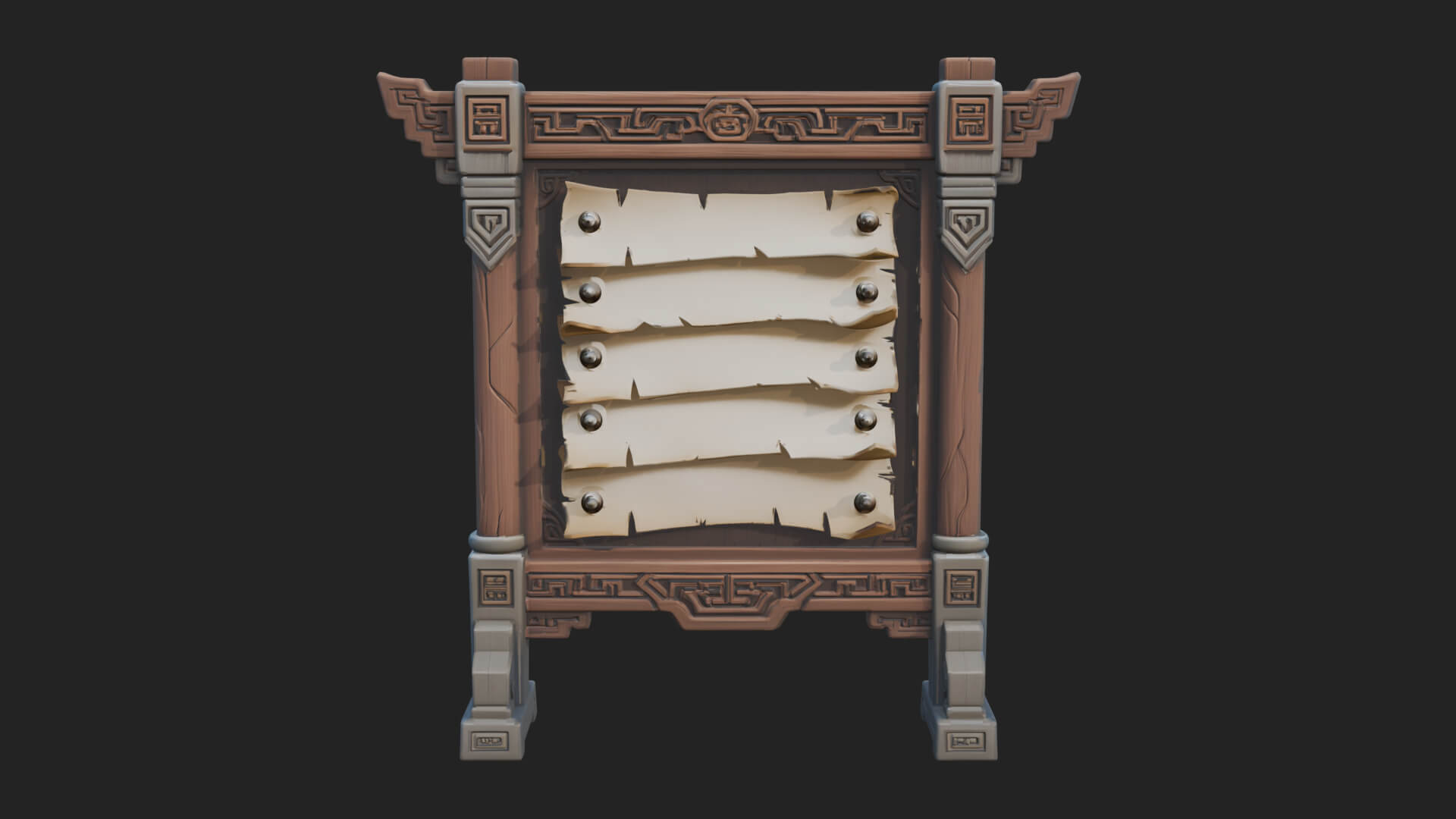 Oriental Scroll Board Model Design 1 3D Print Model 3D Model