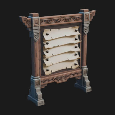 Oriental Scroll Board Model Design 1 3D Print Model