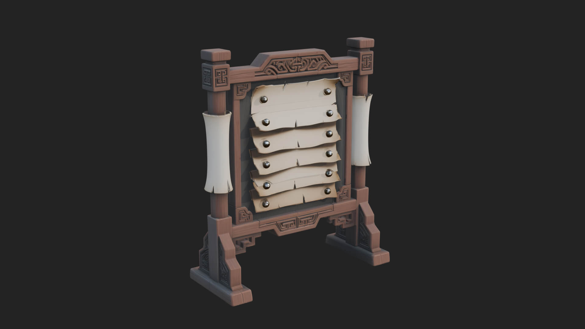 Oriental Scroll Board Model Design 2 3D Print Model 3D Model