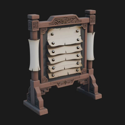 Oriental Scroll Board Model Design 2 3D Print Model