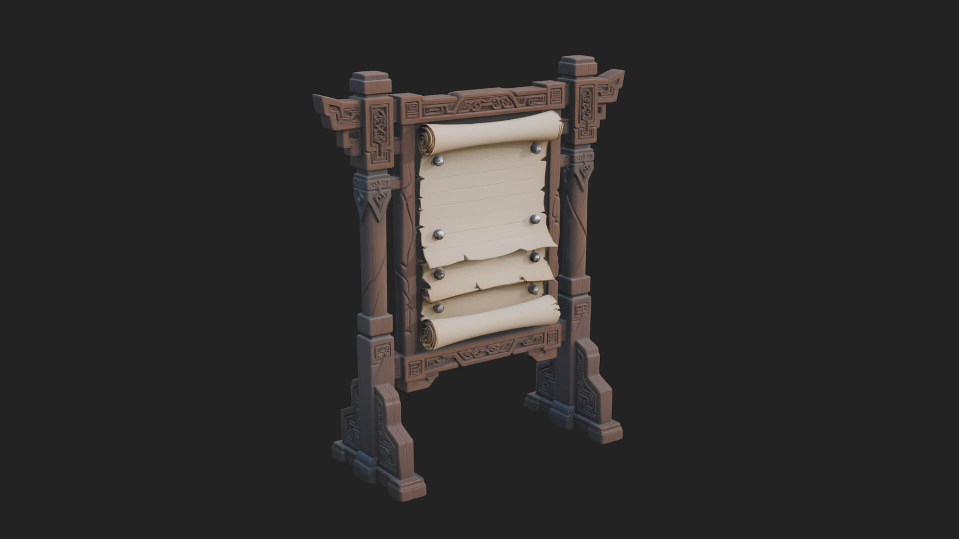 Oriental Scroll Board Model Design 3 3D Print Model 3D Model
