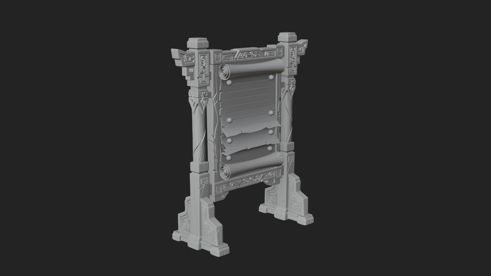 Oriental Scroll Board Model Design 3 3D Print Model 3D Model