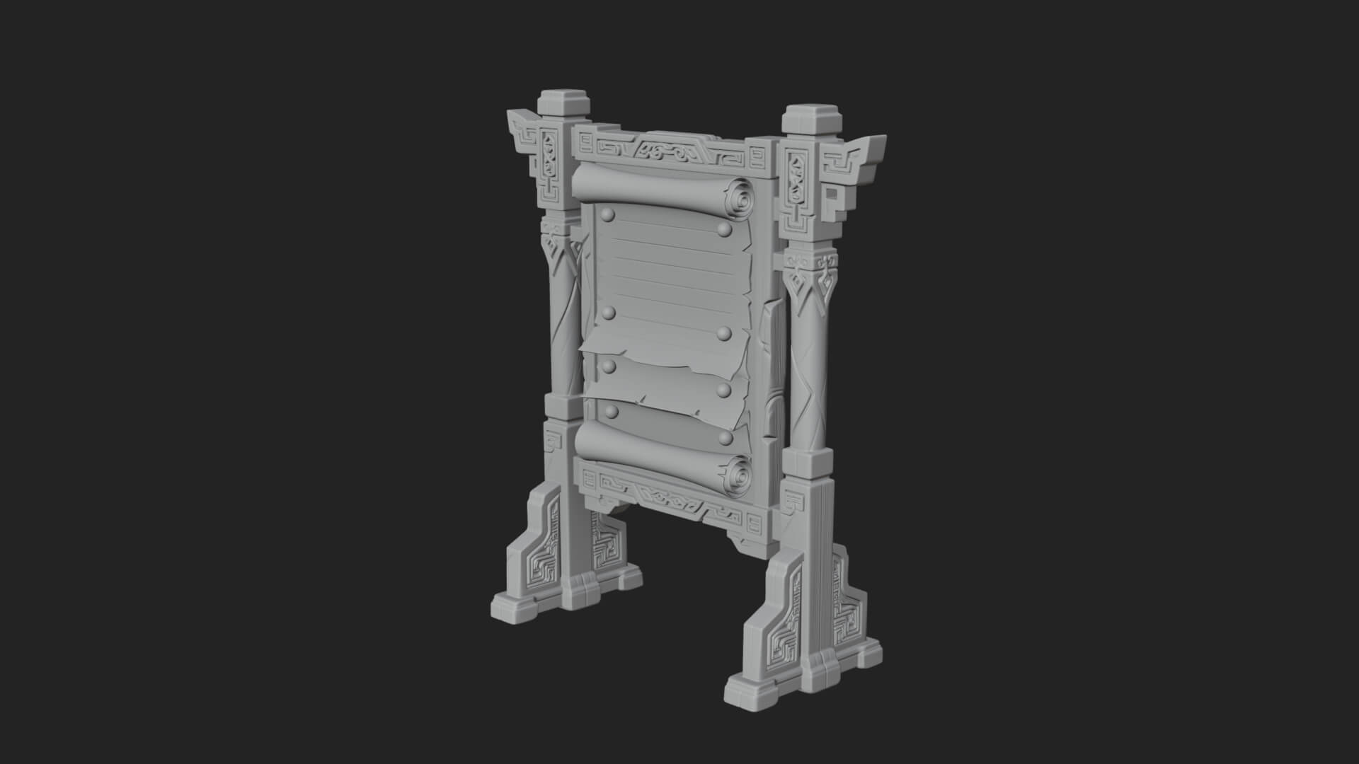 Oriental Scroll Board Model Design 3 3D Print Model 3D Model