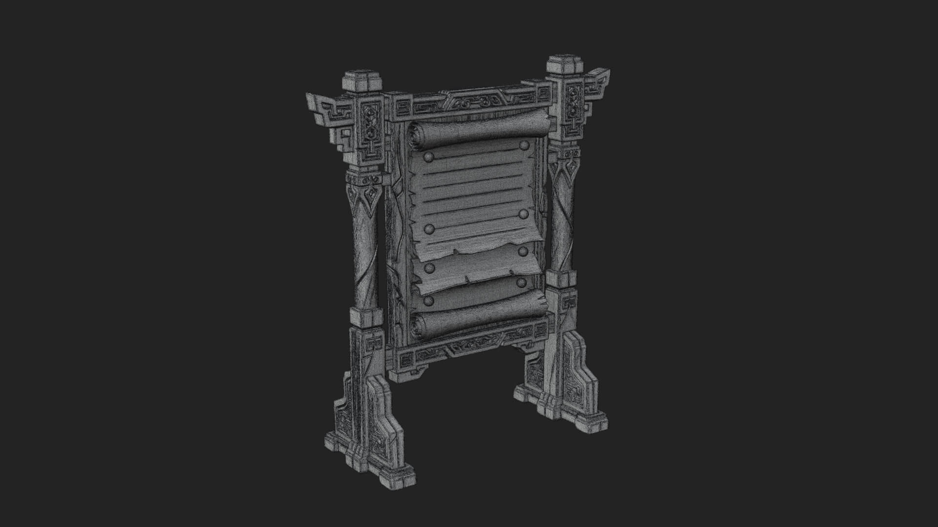 Oriental Scroll Board Model Design 3 3D Print Model 3D Model