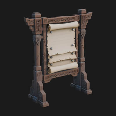 Oriental Scroll Board Model Design 3 3D Print Model