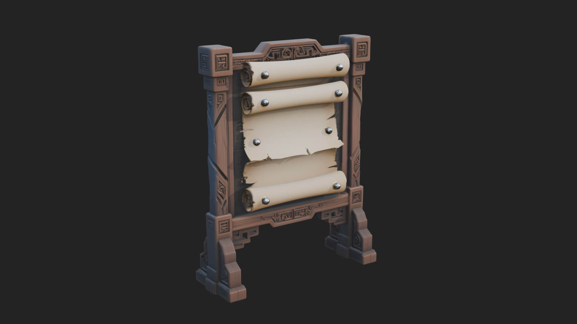 Oriental Scroll Board Model Design 4 3D Print Model 3D Model