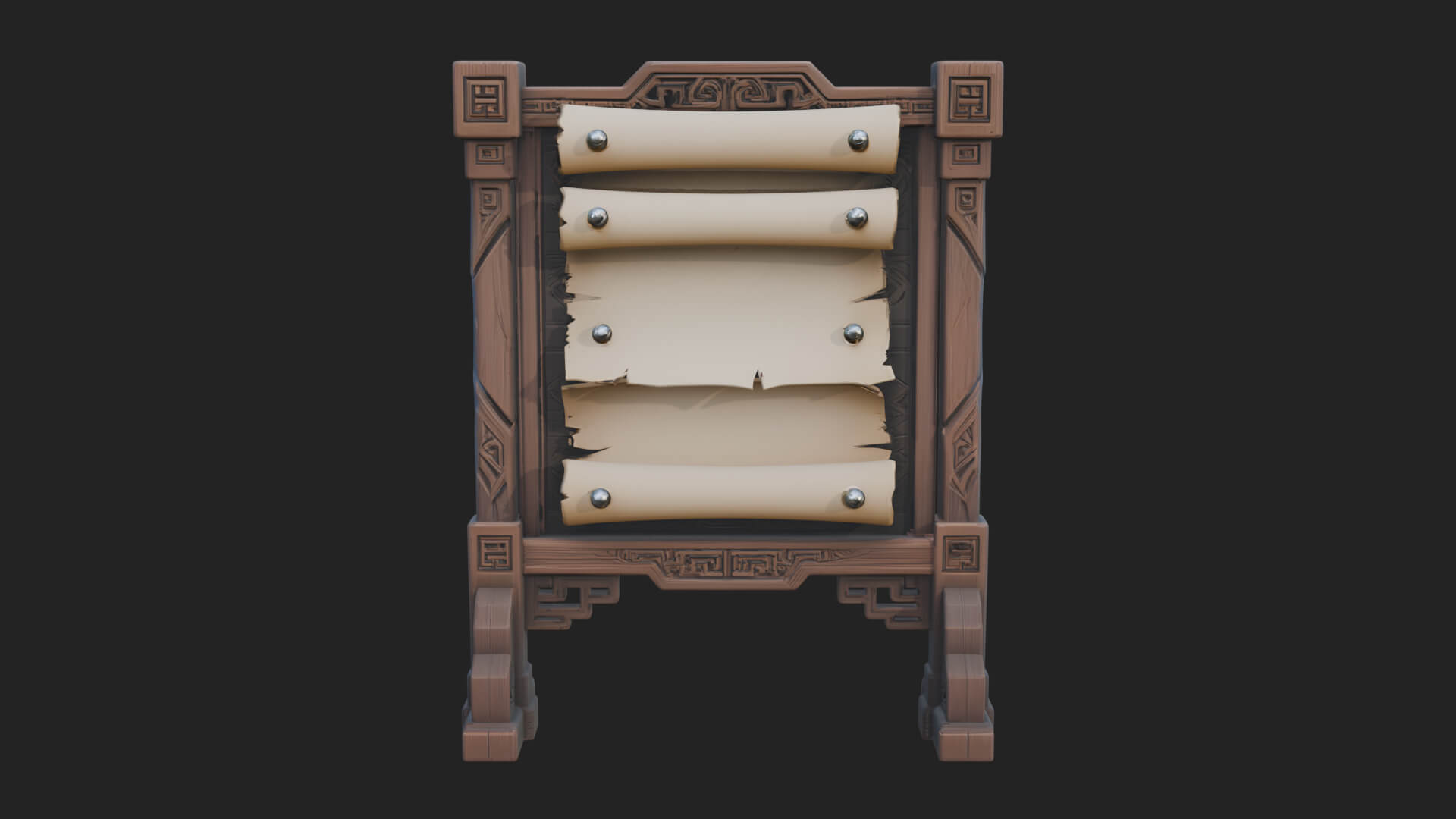 Oriental Scroll Board Model Design 4 3D Print Model 3D Model
