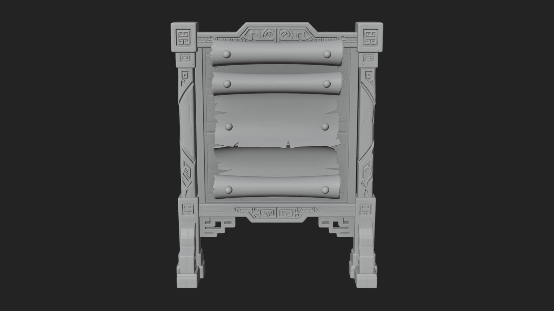 Oriental Scroll Board Model Design 4 3D Print Model 3D Model