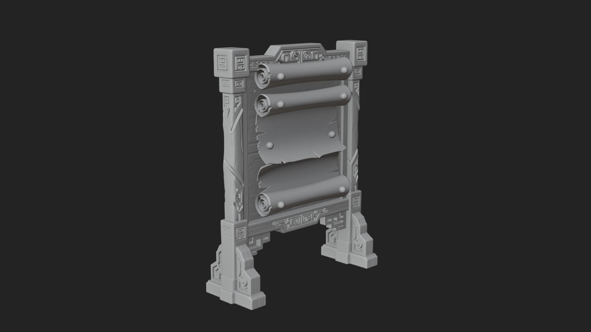 Oriental Scroll Board Model Design 4 3D Print Model 3D Model