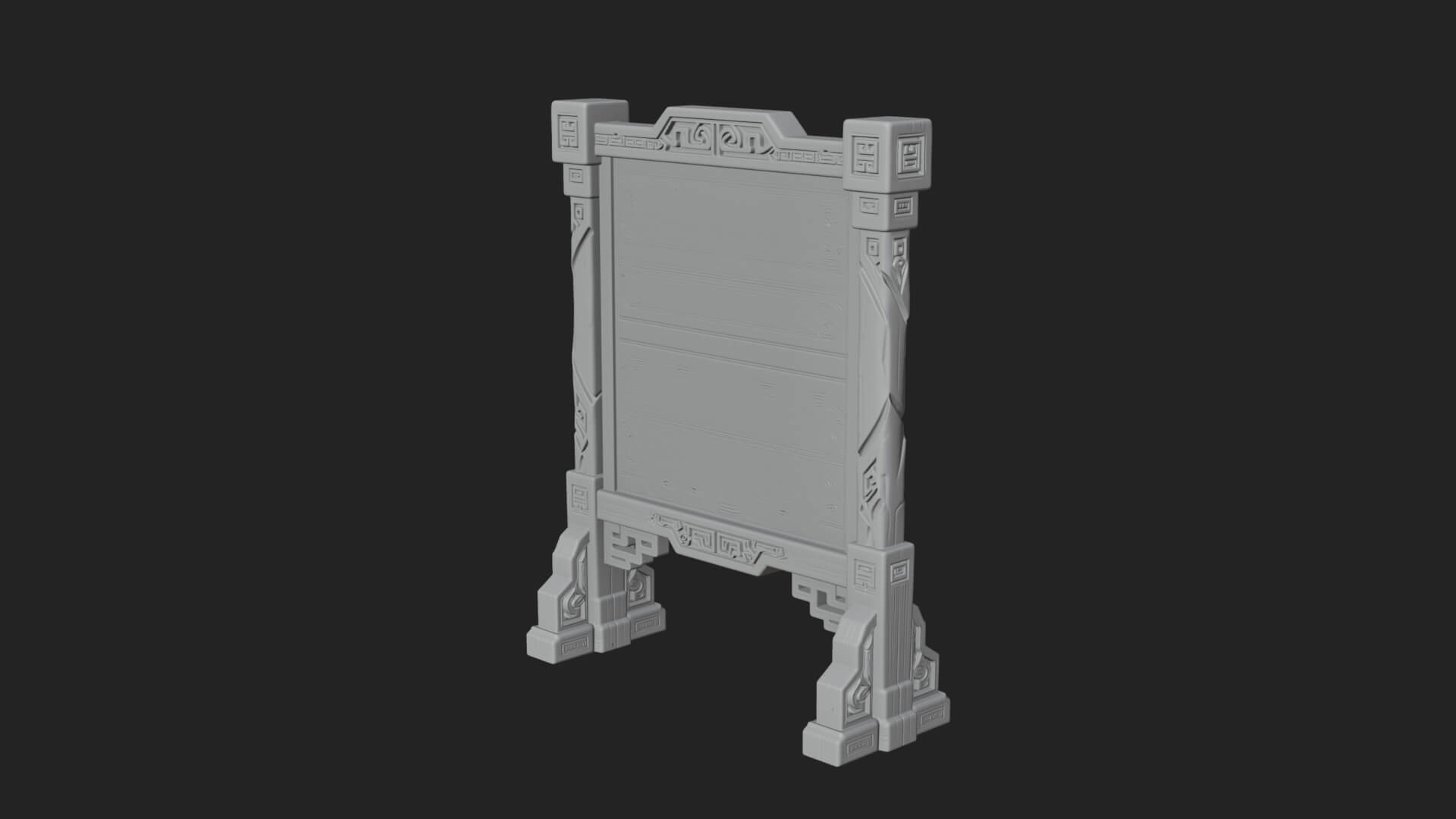 Oriental Scroll Board Model Design 4 3D Print Model 3D Model
