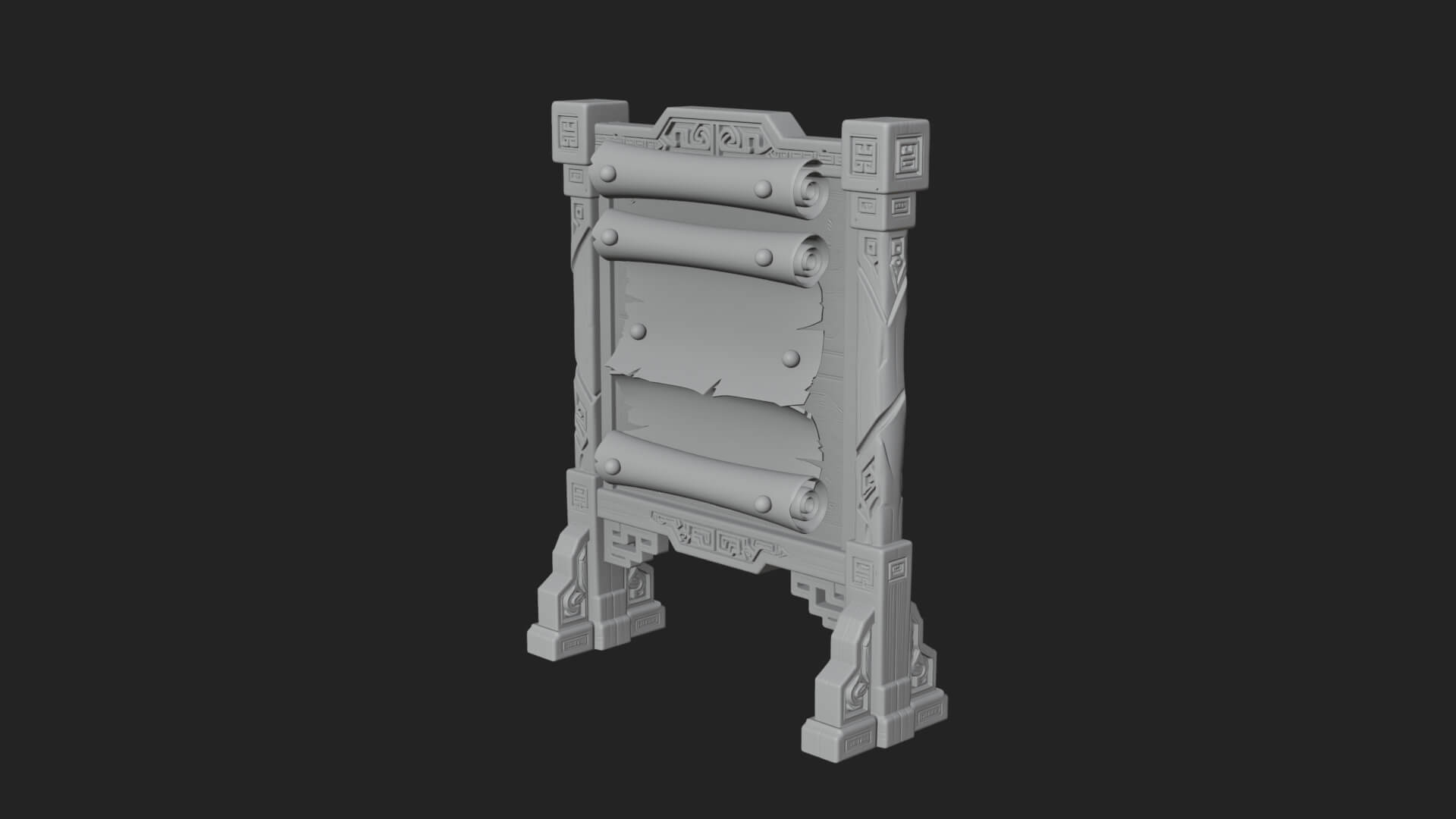 Oriental Scroll Board Model Design 4 3D Print Model 3D Model