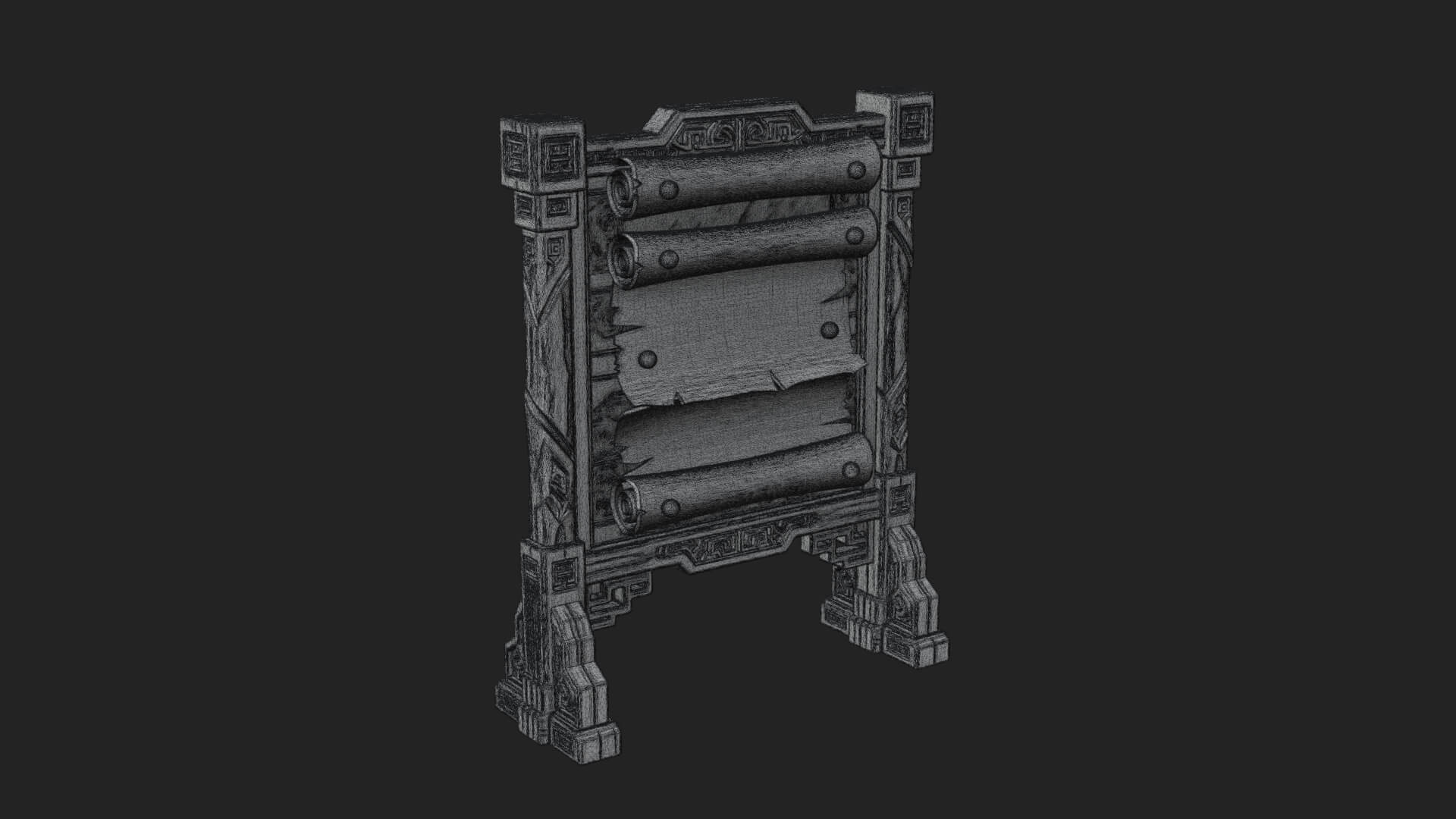 Oriental Scroll Board Model Design 4 3D Print Model 3D Model