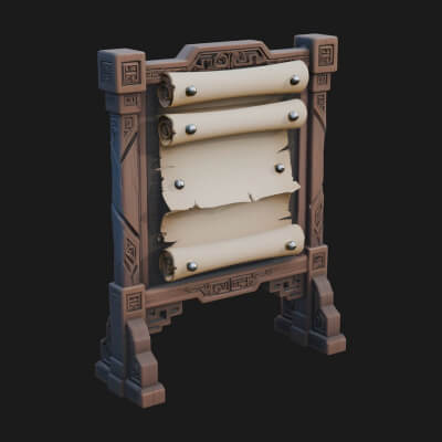 Oriental Scroll Board Model Design 4 3D Print Model