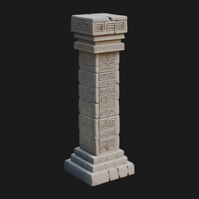 Oriental Stone Column Design 1 3D Print Model