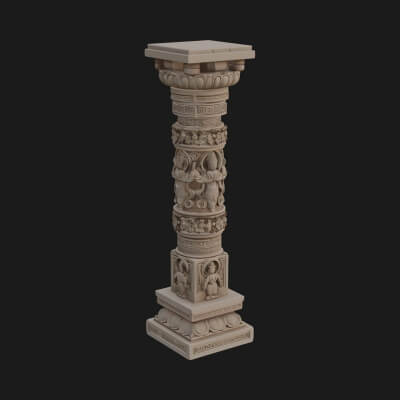 Oriental Stone Column Design 10 3D Print Model