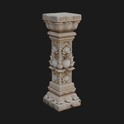 Oriental Stone Column Design 12 3D Print Model