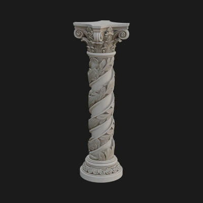 Oriental Stone Column Design 13 3D Print Model