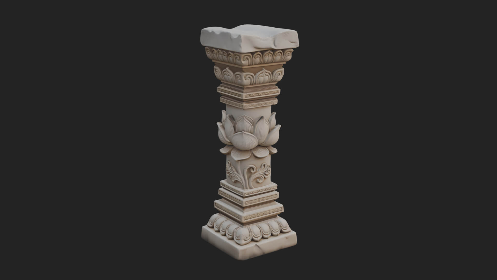 Oriental Stone Column Design 16 3D Print Model 3D Model