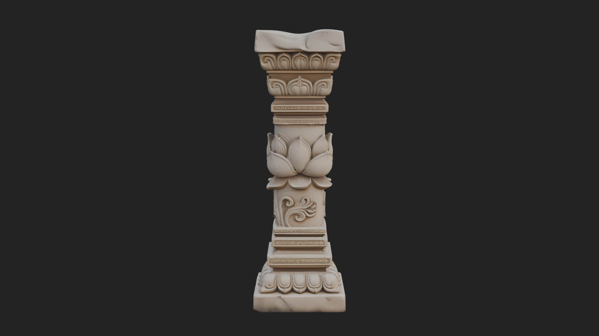 Oriental Stone Column Design 16 3D Print Model 3D Model