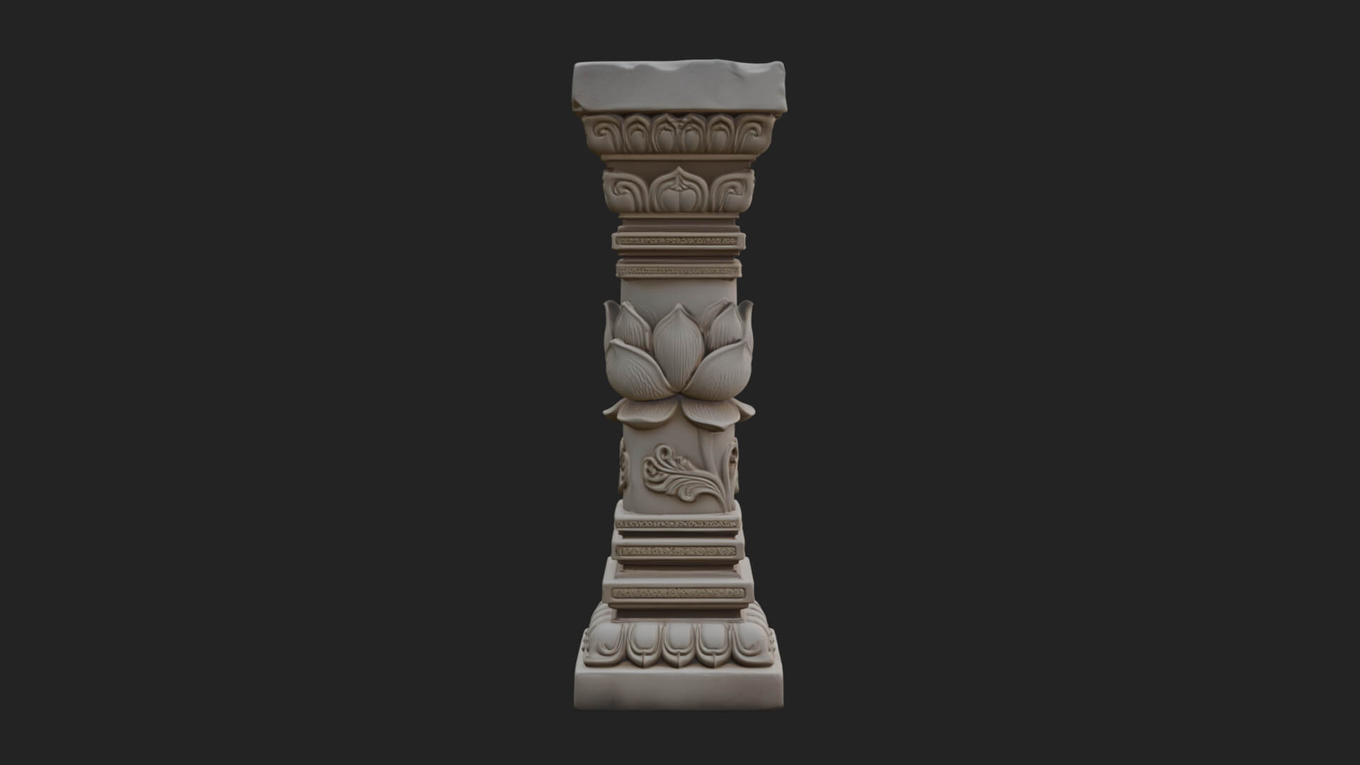 Oriental Stone Column Design 16 3D Print Model 3D Model