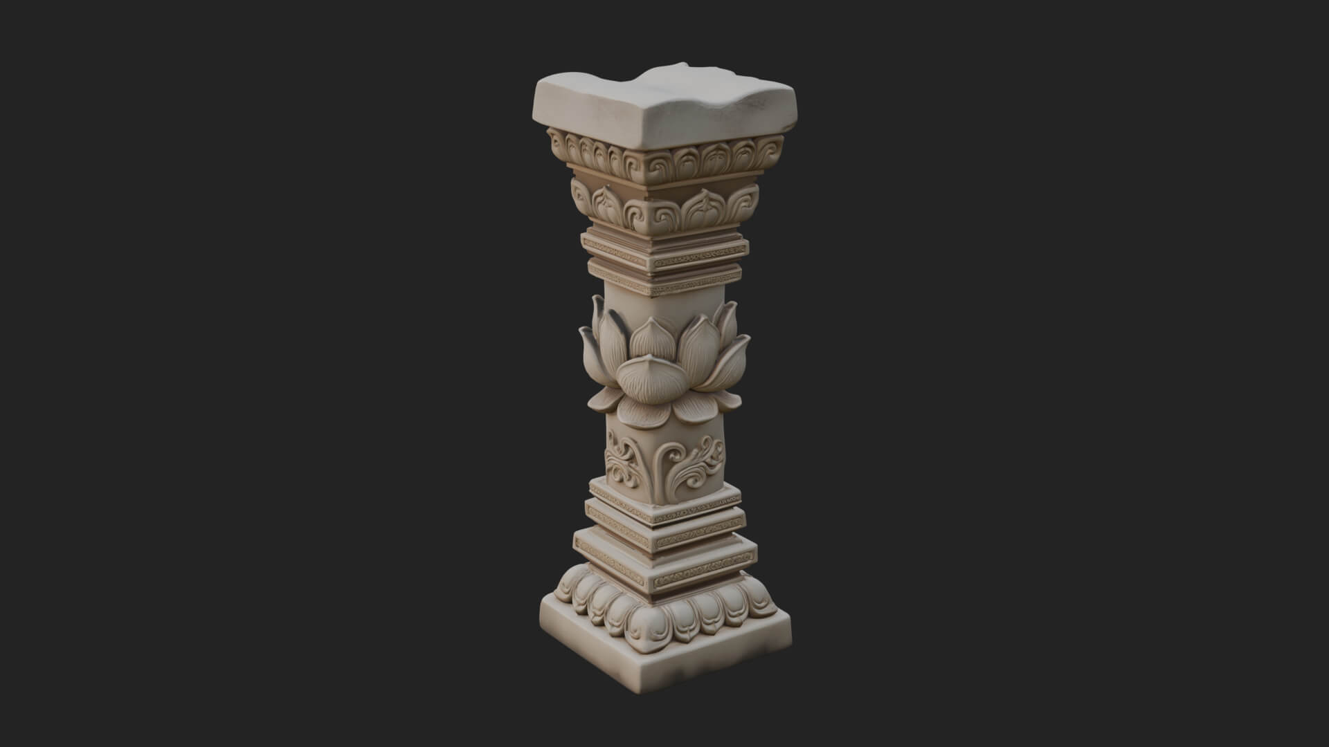 Oriental Stone Column Design 16 3D Print Model 3D Model