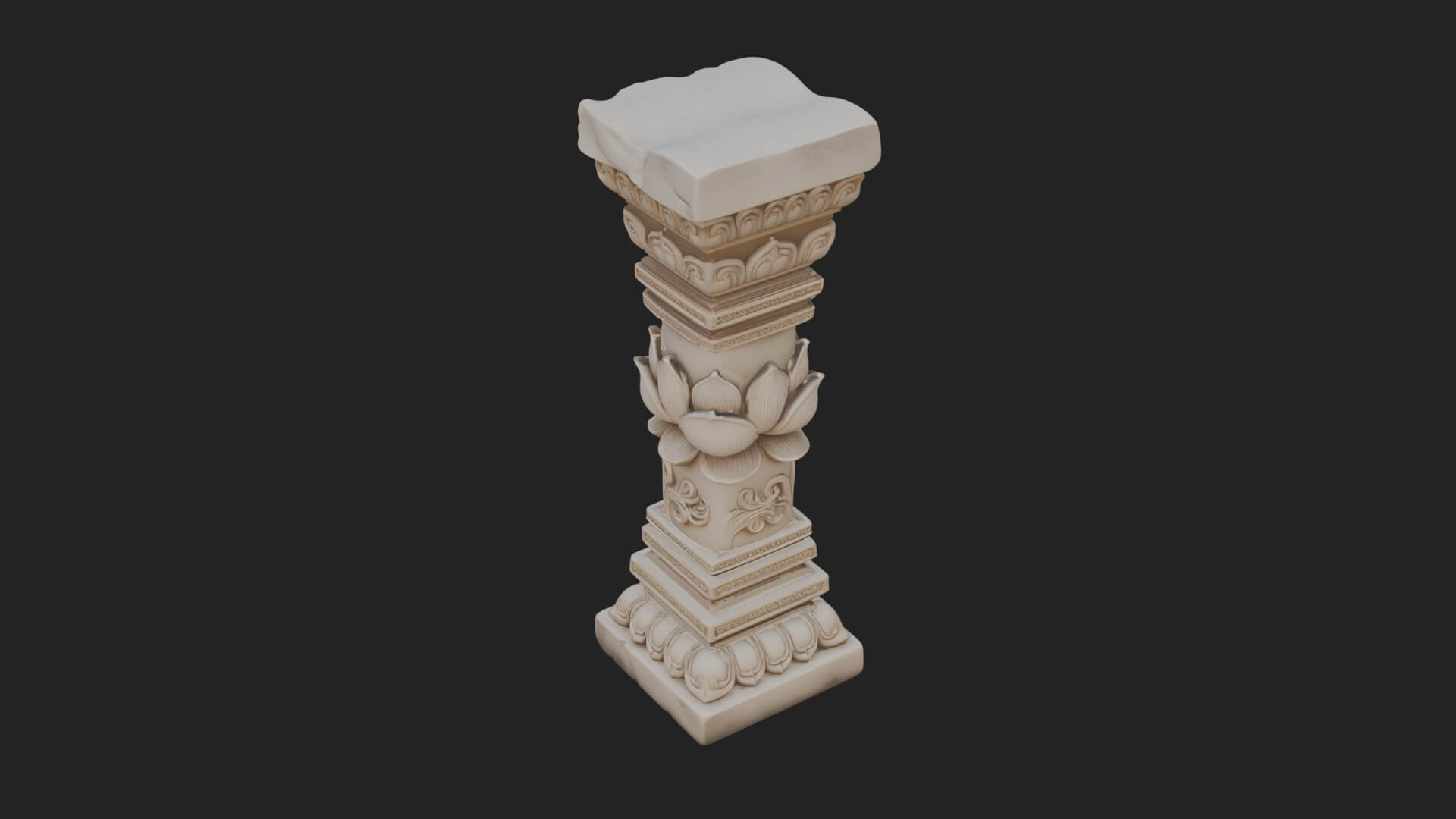 Oriental Stone Column Design 16 3D Print Model 3D Model