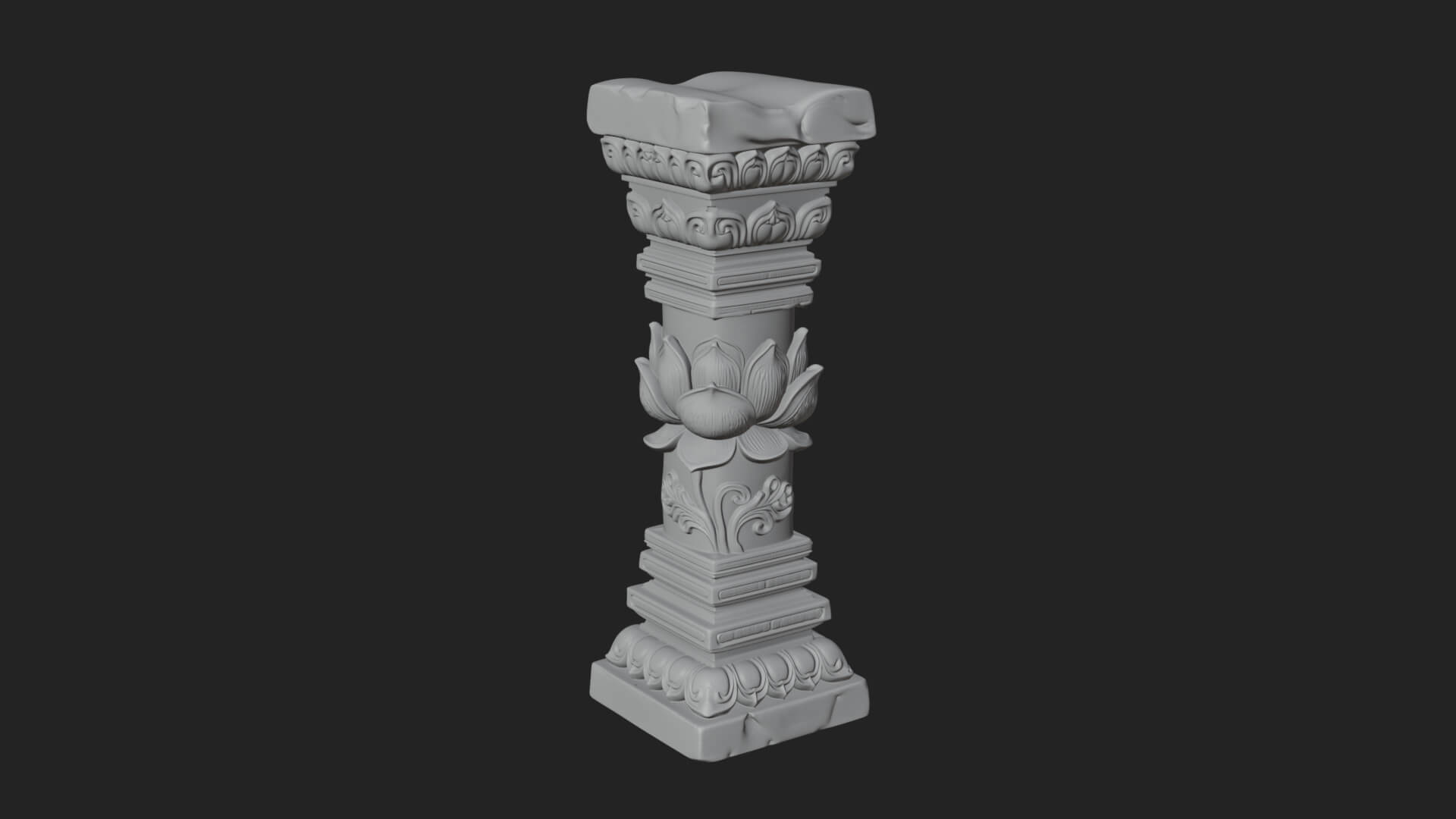 Oriental Stone Column Design 16 3D Print Model 3D Model