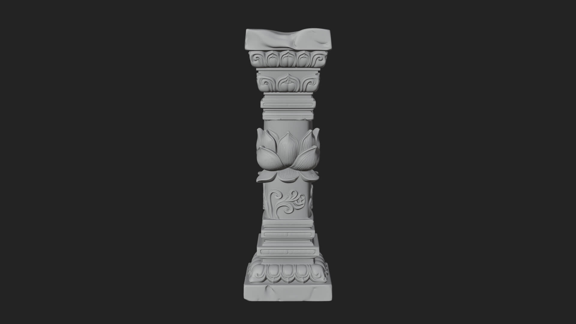 Oriental Stone Column Design 16 3D Print Model 3D Model