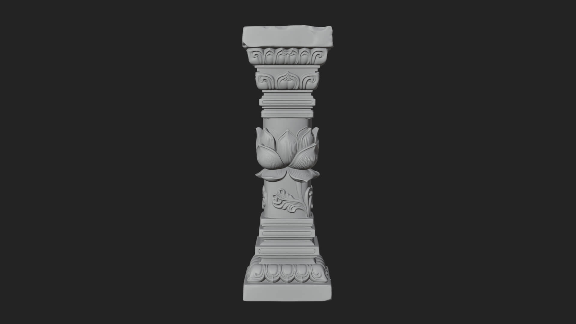 Oriental Stone Column Design 16 3D Print Model 3D Model