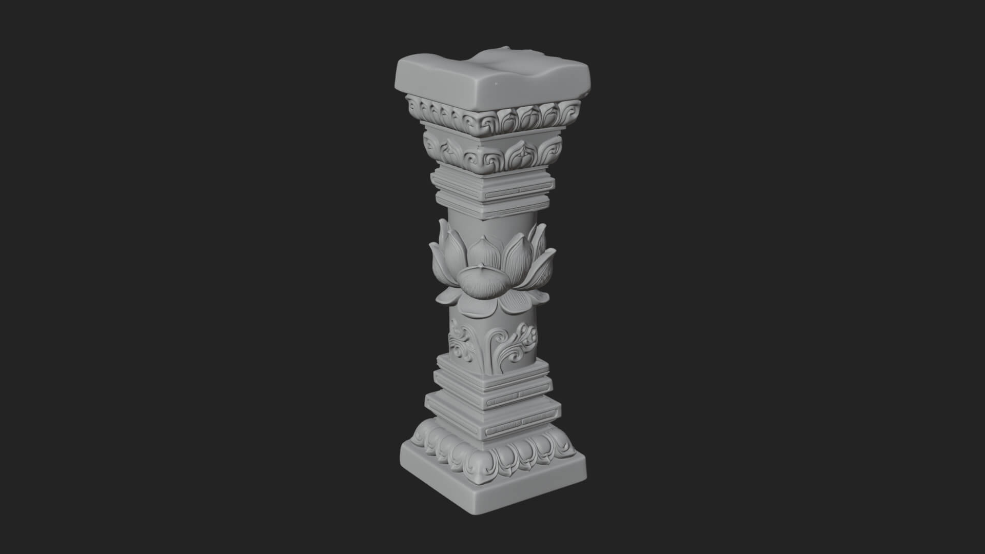 Oriental Stone Column Design 16 3D Print Model 3D Model